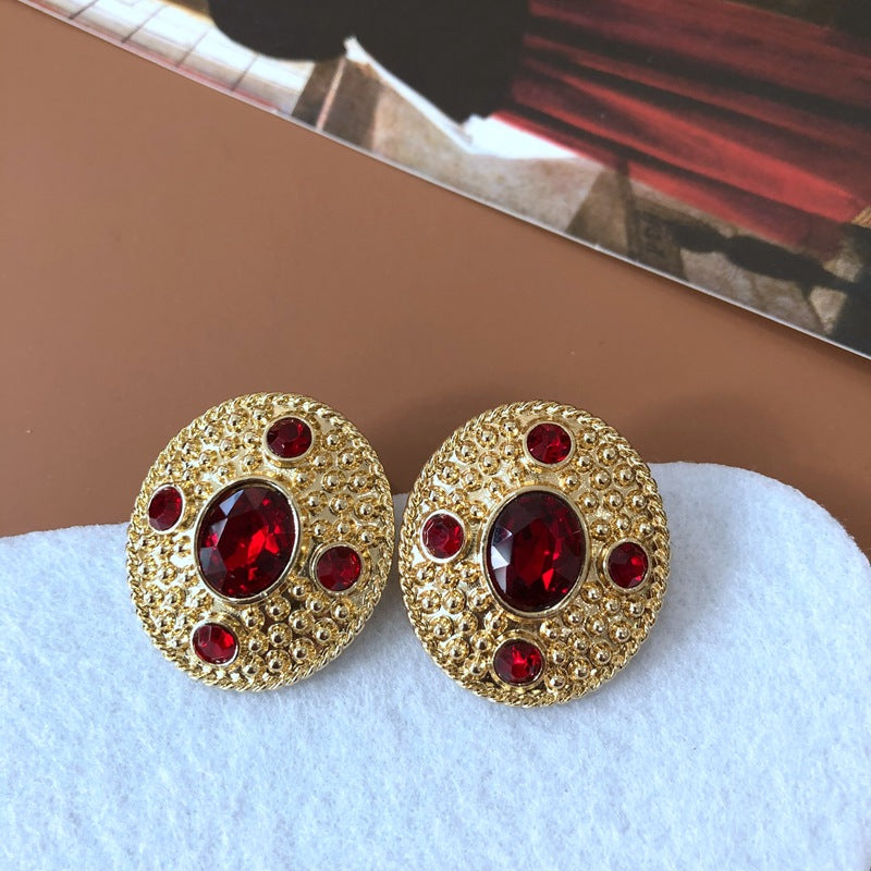 Wholesale Vintage Enamel Gem Diamond Alloy Earrings